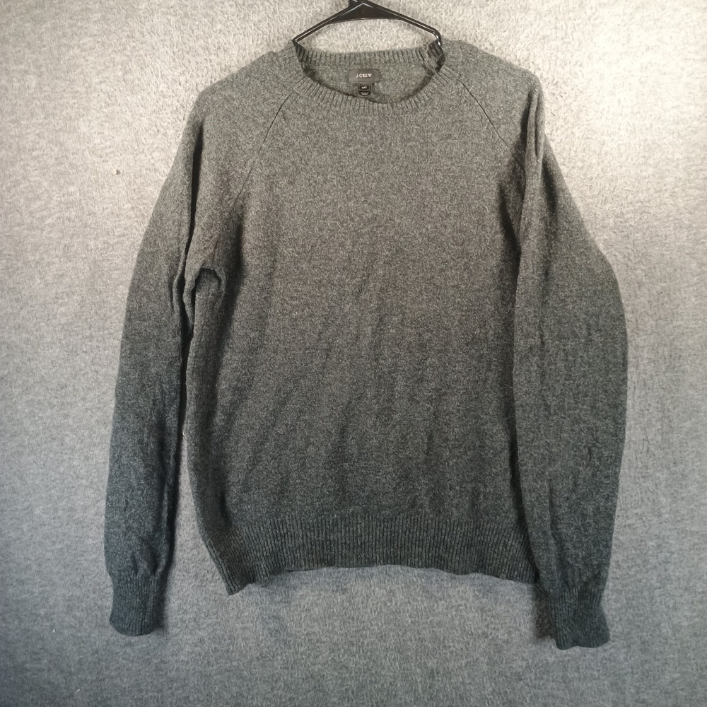 J. Crew Sweater Mens‎ Medium Tall 100% Lambs Wool Pullover Knit Gray Crew Neck